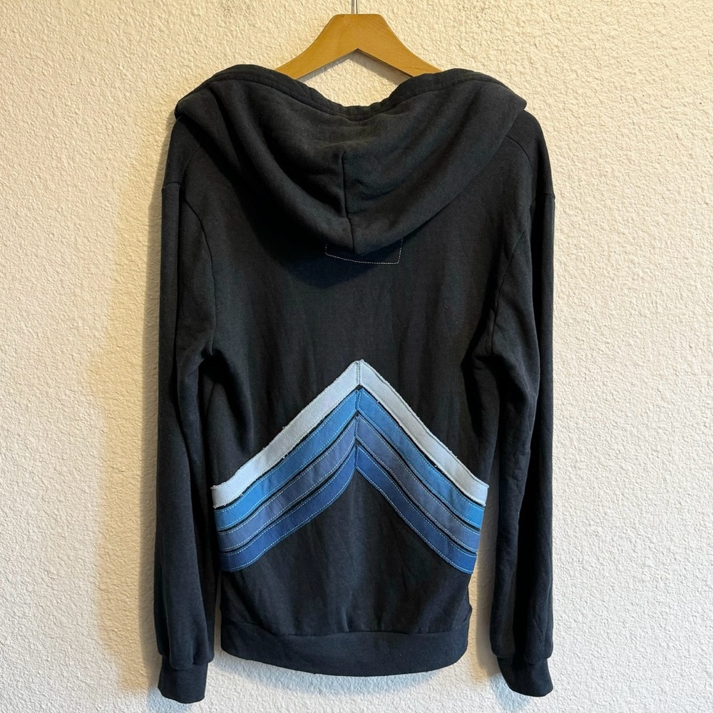 Aviator Nation Mountain Stitch Pullover Drawstring Hoodie Charcoal Gray Unisex M